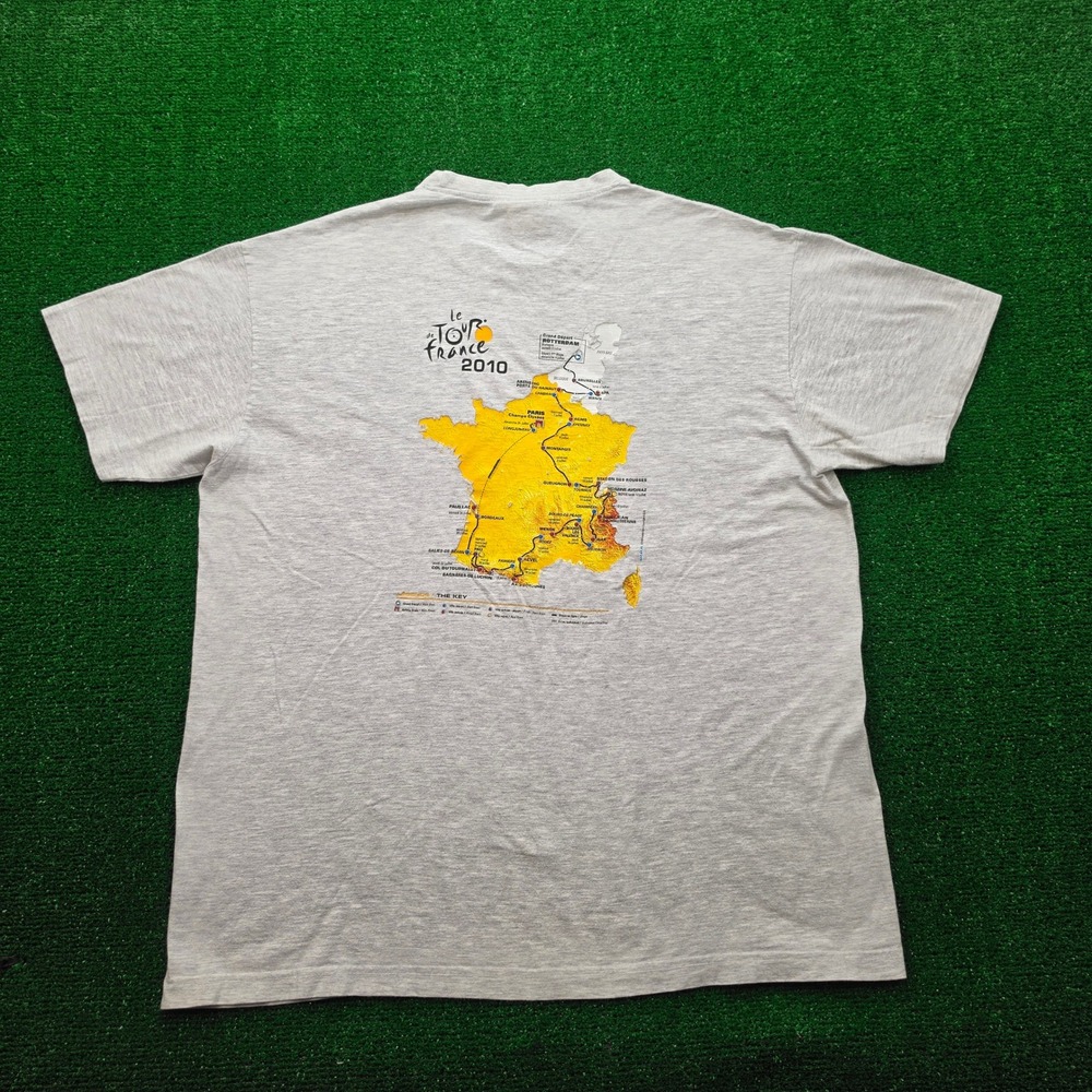 Official 2010 Le Tour De France Tshirt Mens 2XL Gray Graphic Cycling Route Map